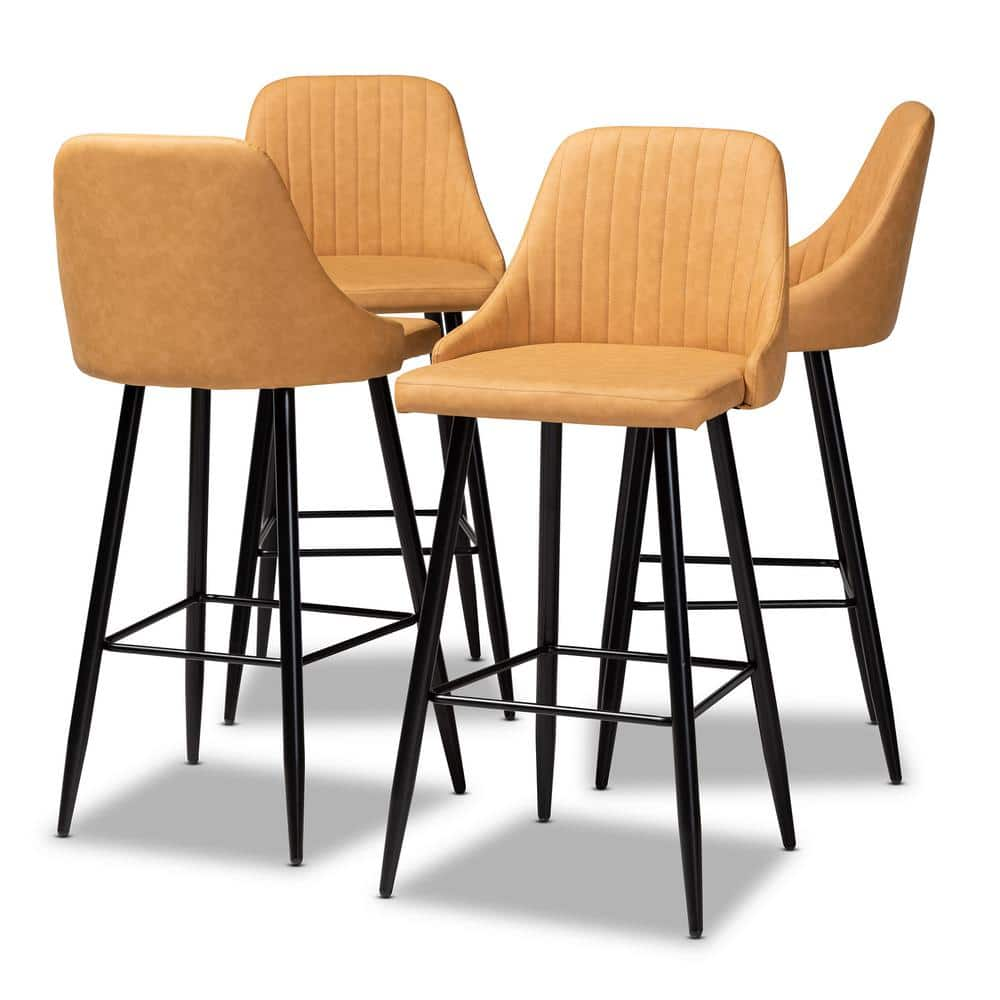 Baxton Studio Walter 29.5 in. Tan and Black Bar Stool (Set of 4) 171-10797-HD