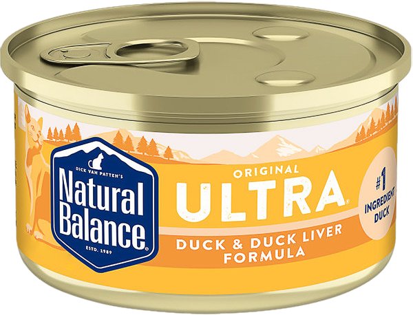 Natural Balance Original Ultra Duck and Duck Liver Formula Canned Cat Food， 3-oz can， case of 24