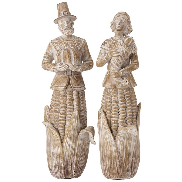 99.5 Resin Pilgrim With Corn Base Set of 2