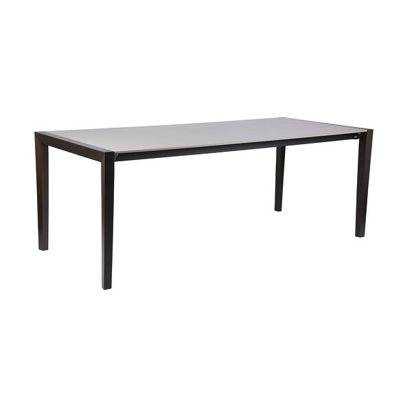 Fineline Modern Super Stone and Eucalyptus Wood Indoor Outdoor Dining Table