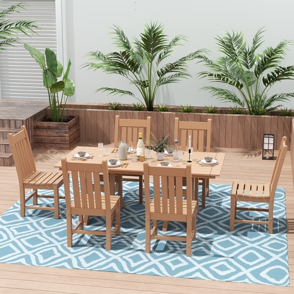 Polytrends Laguna Hdpe All Weather Outdoor Patio Dining Set with Rectangular Table，Armless Dining Chairs (7Piece Set)