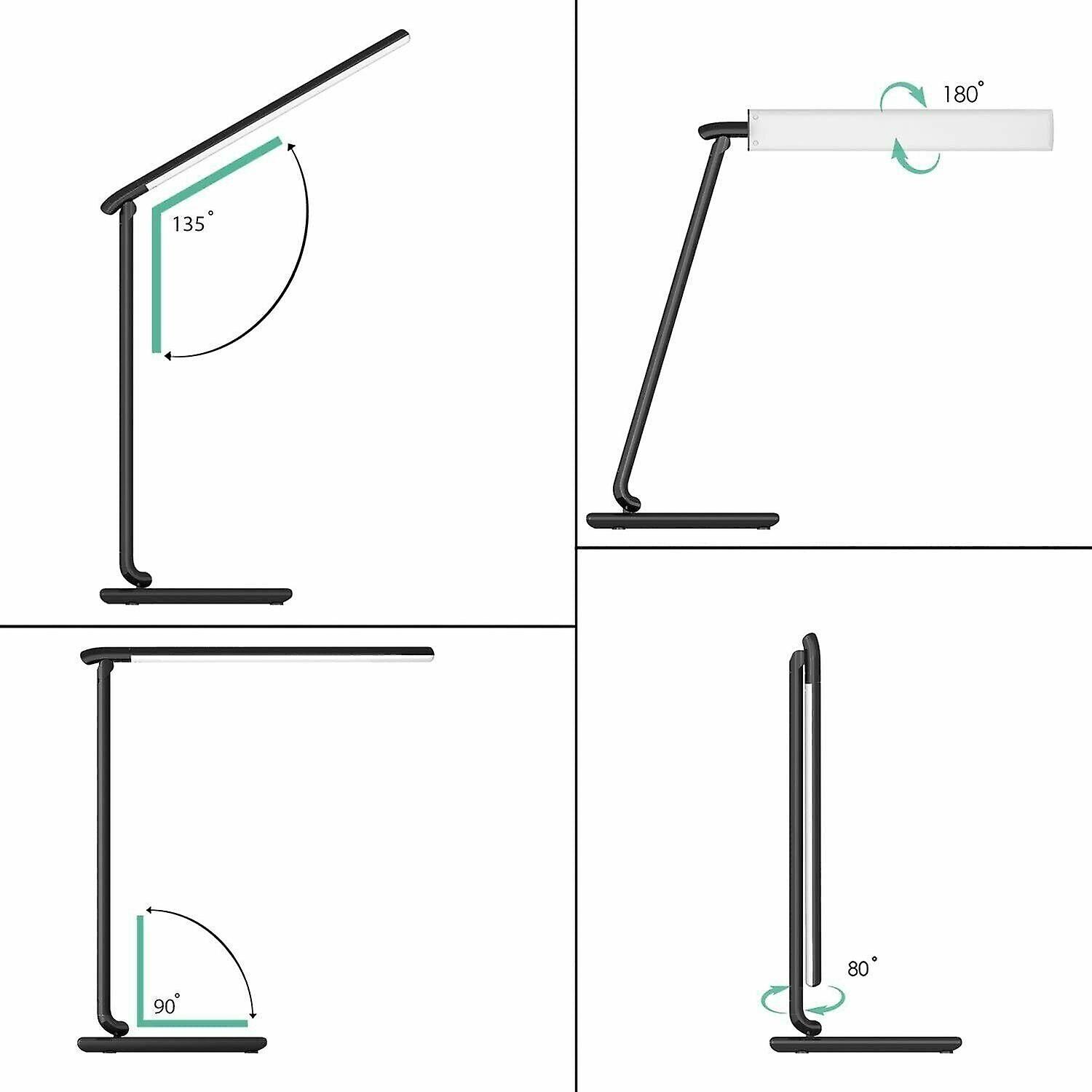 Aukey led desk lamp 5 colours temperatures 7 brightness levels usb charging port