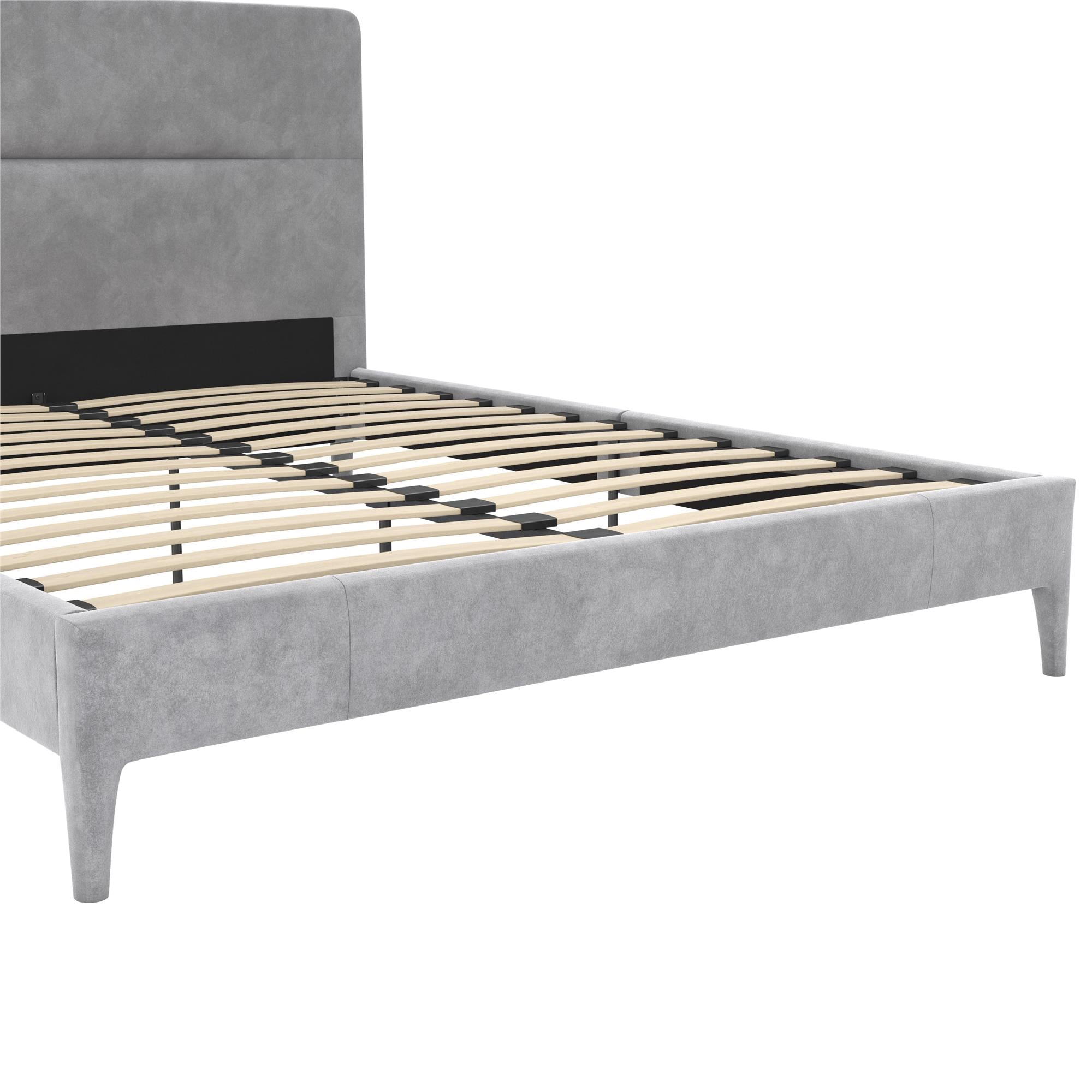 CosmoLiving Westerleigh Upholstered Bed, Queen, Light Gray Velvet