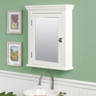 Zenith Early American 22-14 in. W x 27 in. H x 5-78 in. D Framed Surface-Mount Bathroom Medicine Cabinet in White MC10WW