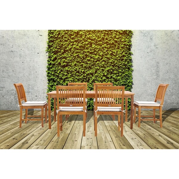 Chic Teak Bermuda Rectangular Teak Wood Patio Bistro Dining Table，63 x 35 inch (table only)