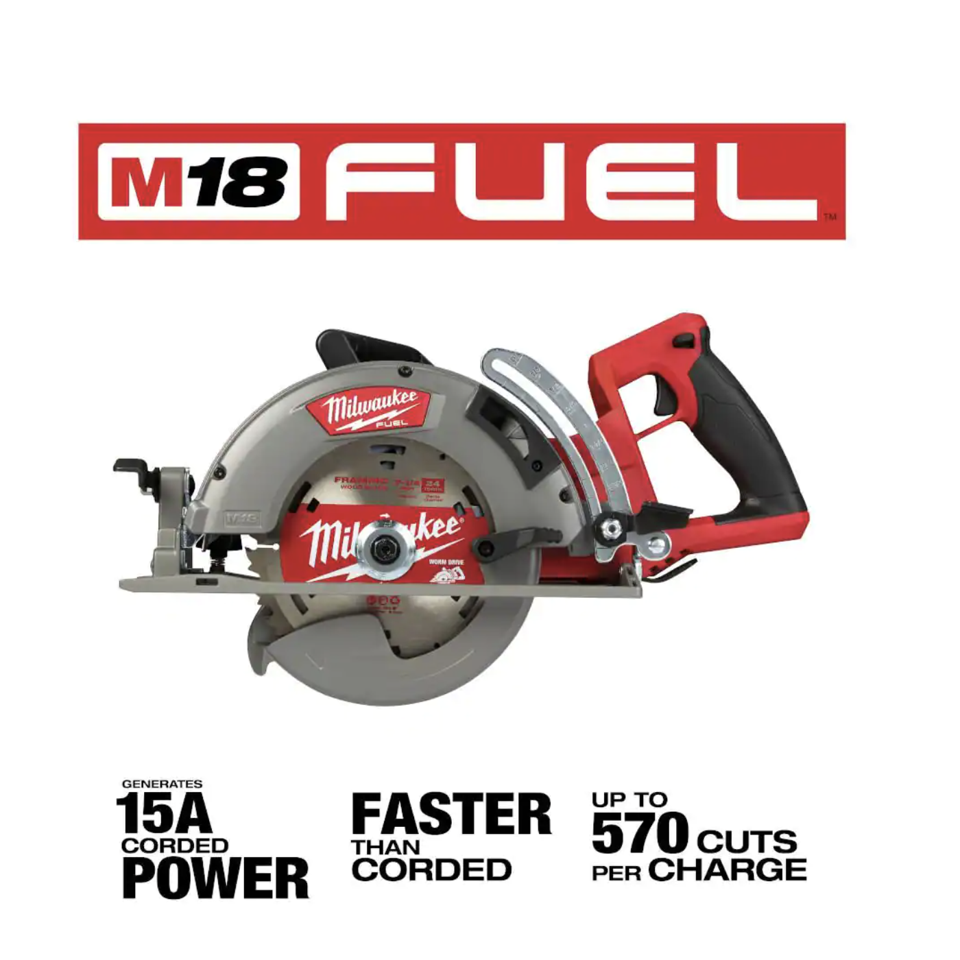 Milwaukee M18 Fuel 18V Lithium-Ion Cordless 7-1/4 in. Rear Handle Circular Saw (Tool-Only)