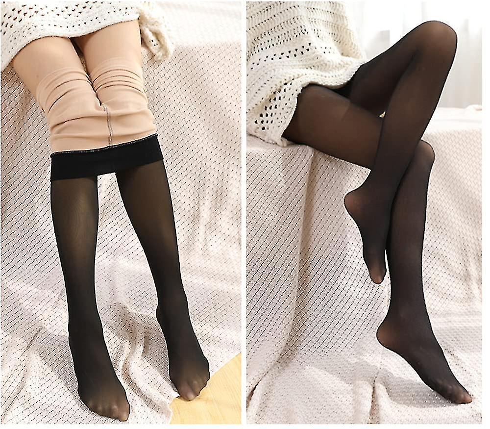 Women Magic Extra Thick Warm Winter Double Lined Stretch Thermal Fleece Tights Flaw Less Sheer Tights Leg Warmer