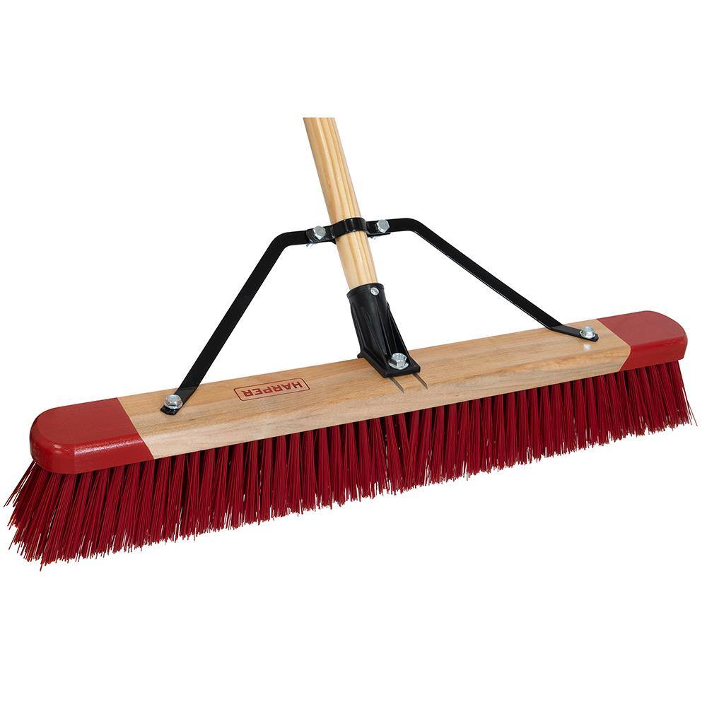 HARPER 24 in. Premium All-Purpose HardwoodSteel Handle Push Broom for Dirt Soil Mulch Grass and Oil Dry 20201041