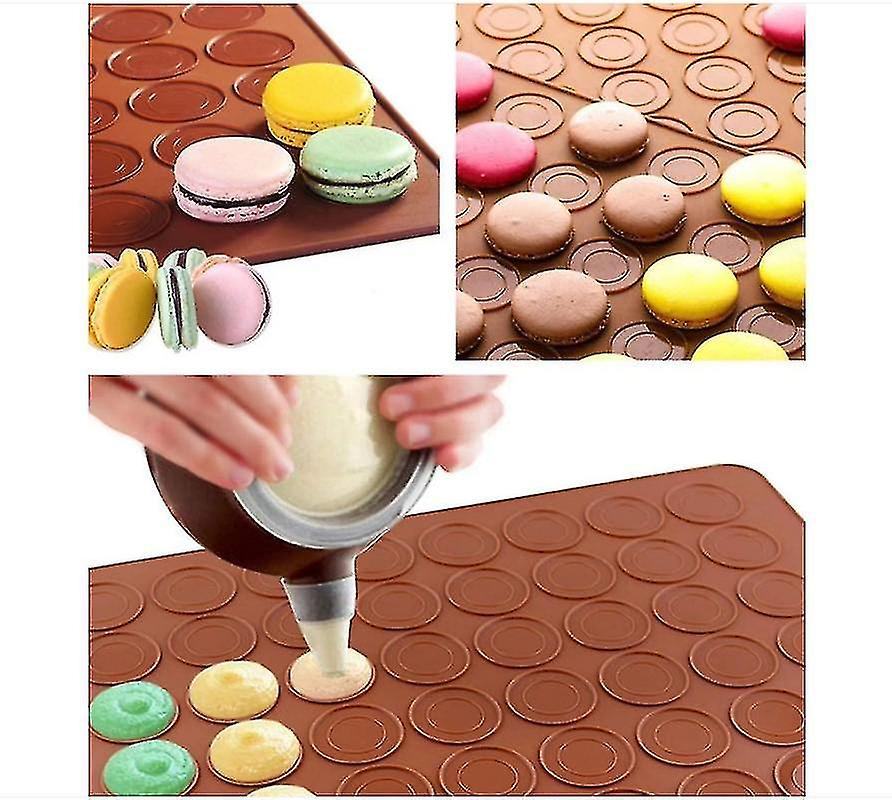 Baking Set， 48 Capacity Macaron Silicone Mat Mold Nonstick Kit And Decorative Piping Pan With 4-piec