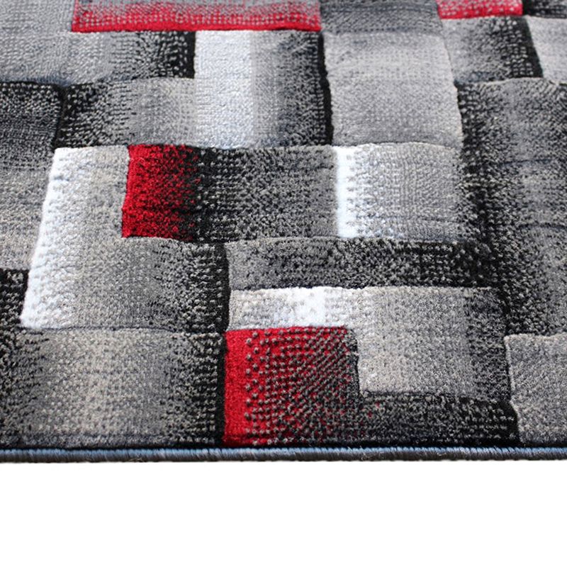 Masada Rugs Masada Rugs Trendz Collection 2'x7' Modern Contemporary Runner Area Rug in Red， Gray and Black-Design Trz861