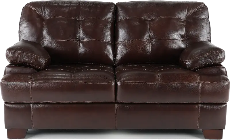 Amarillo Walnut Brown Leather Loveseat