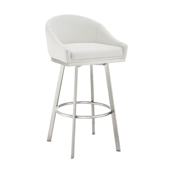 Sheryl 26 Inch Swivel Counter Stool Chair， Low Back， White Faux Leather