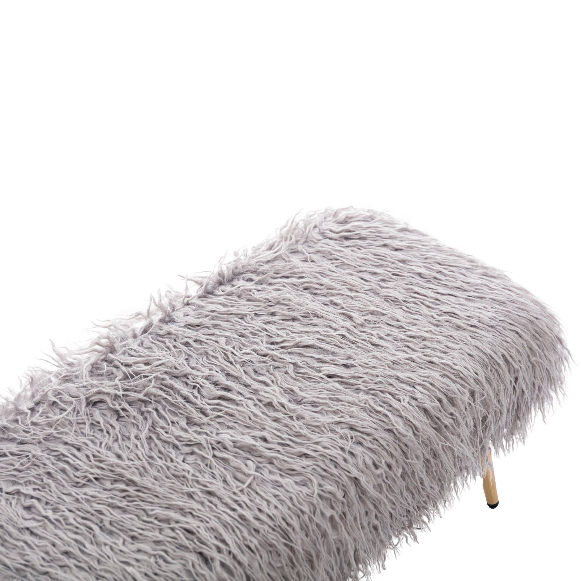 Sportaza Faux Fur Plush Bench, Modern Fluffy Upholstered Bench for Entryway Dining Room Living Room Bedroom, GRAY