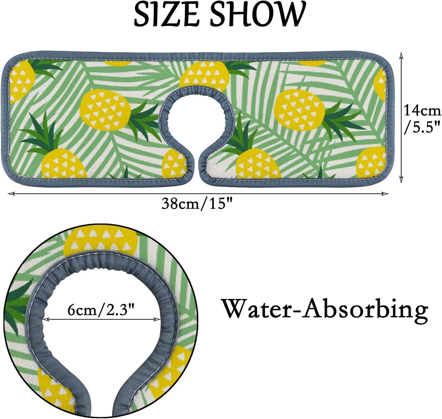 Faucet Absorbent Mat 3 Pcs Pineapples Leaves Kitchen Faucet Splash Catcher Washable Counter Drying Pads Behind Faucet For Kitchen Bathroom