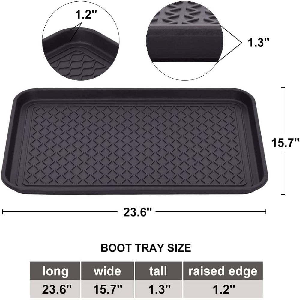 Penck Boot Tray Multi-Purpose Plastic Shoe Mat， All Weather Large Shoe Storage Tray for Entryway Floor Protection， 24 x 16 inches， 2 Pack