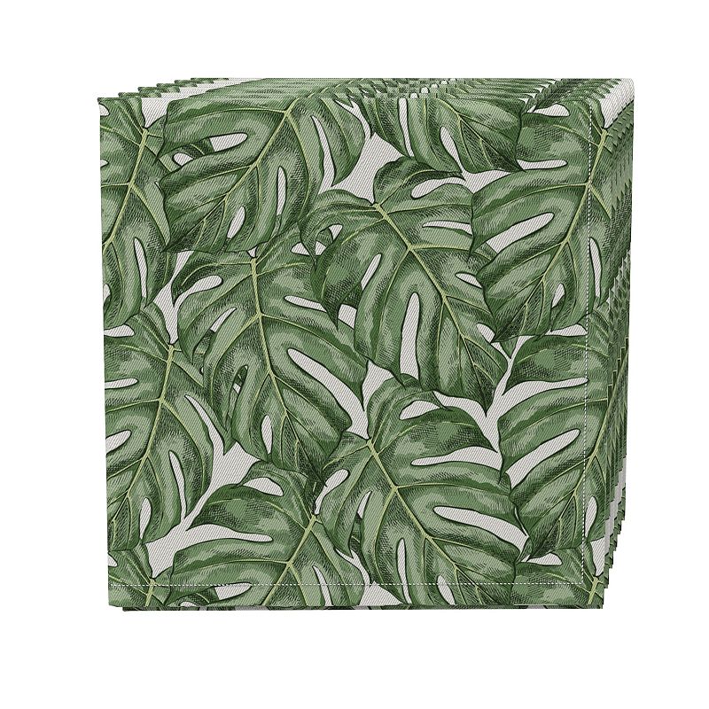 Napkin Set of 4， 100% Cotton， 20x20， Monstera Leaves