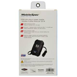 MobileSpec 120-Watt Slim Plug-In Power Inverter MSI120