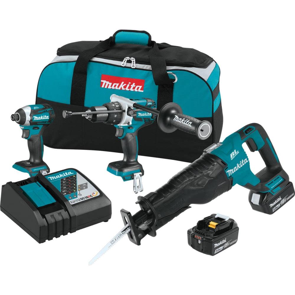 Makita 18V LXT Lithium-Ion Brushless Cordless 3-Pc. Combo Kit (5.0Ah) XT330T from Makita