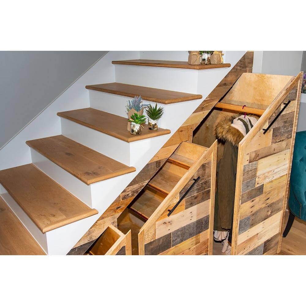 BARNLINE 12 in. x 32 in. Multi-Width Multi-Color Kiln Dried Antique 100% Reclaimed Wood Kit Planks(10 sq. ft.) 510689