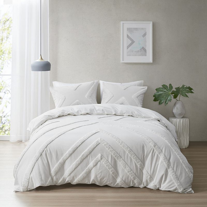 Urban Habitat Zane Cotton Chenille Geometric Duvet Cover Set