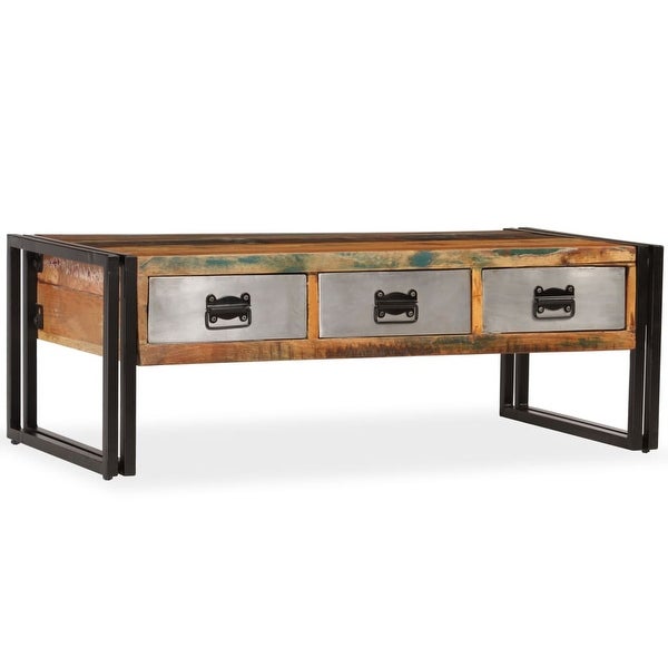 vidaXL Coffee Table with 3 Drawers Solid Reclaimed Wood 39.4