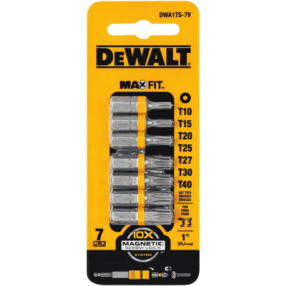 DW 1 in. Steel Torx Security Screwdriver Drill Bit Set (7-Piece) DWA1TS-7V