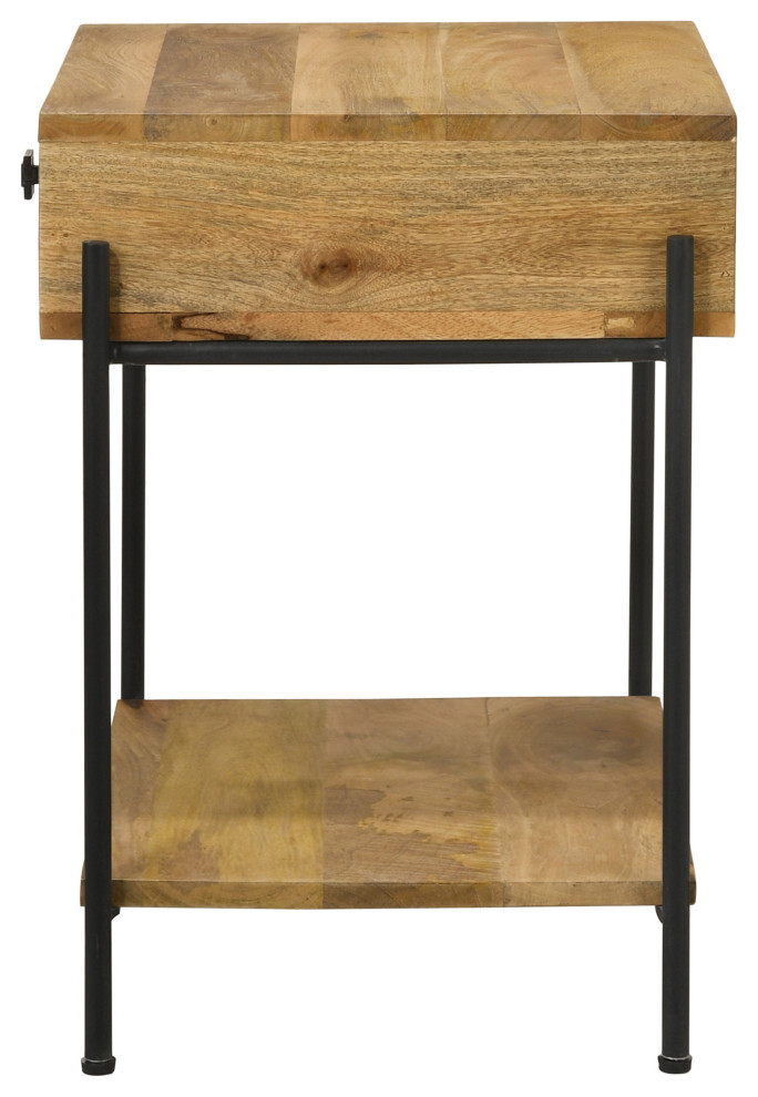 Declan 1 drawer Accent Table With Open Shelf Natural Mango and Black   Modern   Side Tables And End Tables   by Modon  Houzz