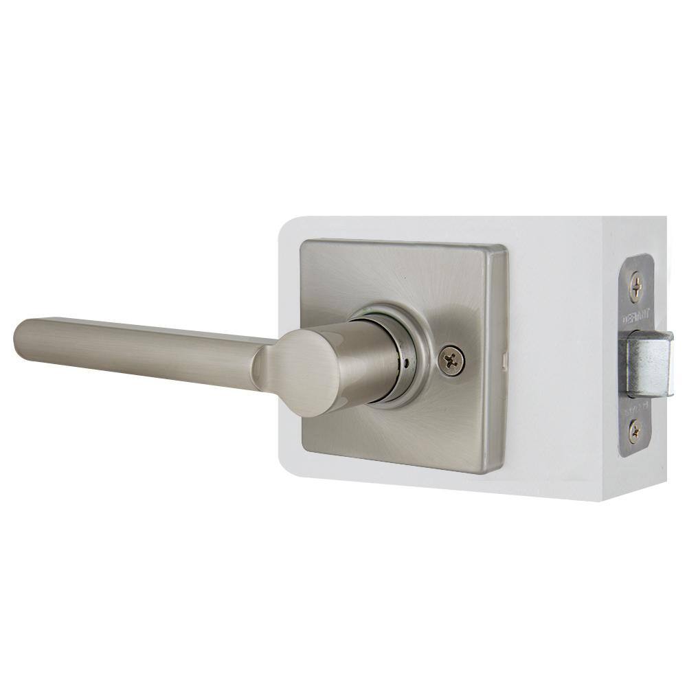 Defiant Tonbridge Satin Nickel Hall and Closet Door Lever with Square Rose (4-Pack) 32LD6X203BAD4