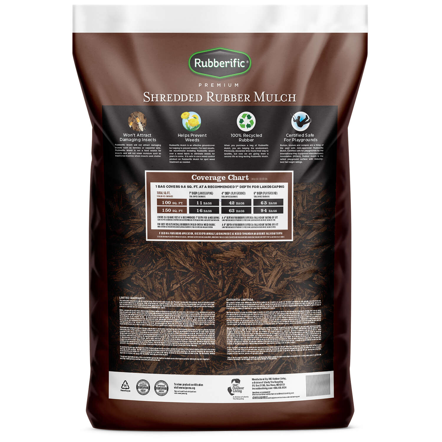 Rubberific Brown Shredded Rubber Mulch 0.8 cu ft