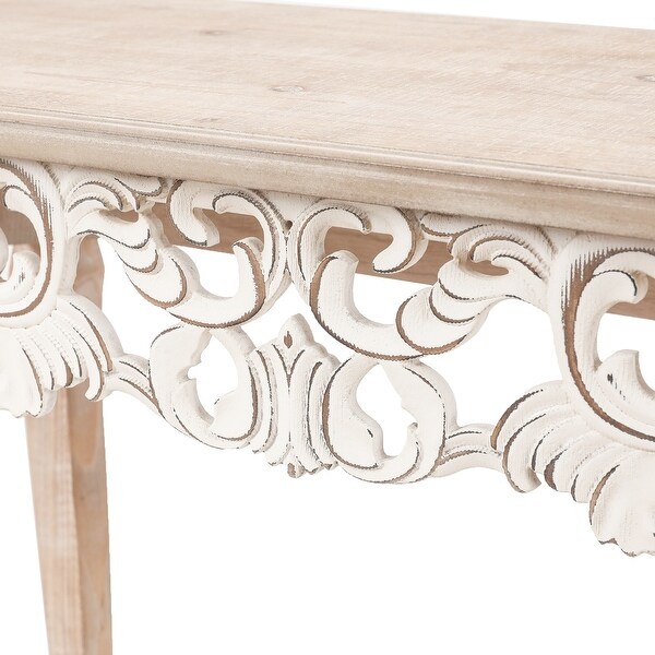 Distressed Natural Wood and White Entry and Console Table