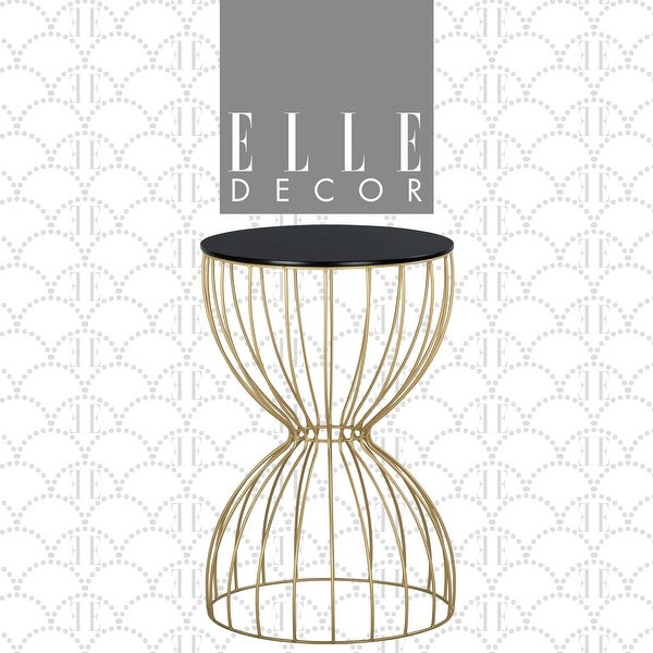 Elle Decor Cami Round Metal Side Table， Hourglass Shape， 15