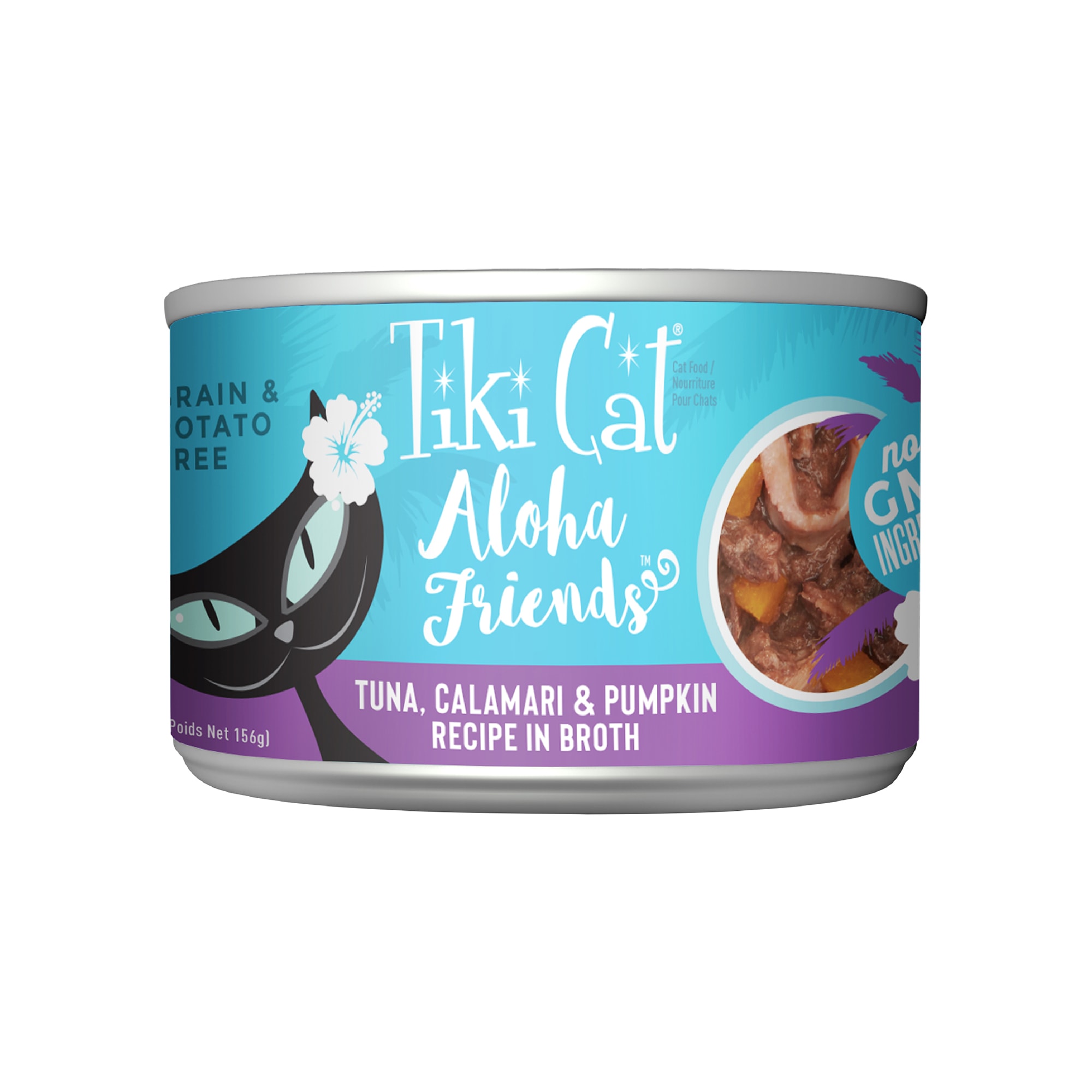 TIKI CAT Aloha Friends Tuna， Calamari amp; Pumpkin Wet Cat Food， 5.5 oz.， Case of 8