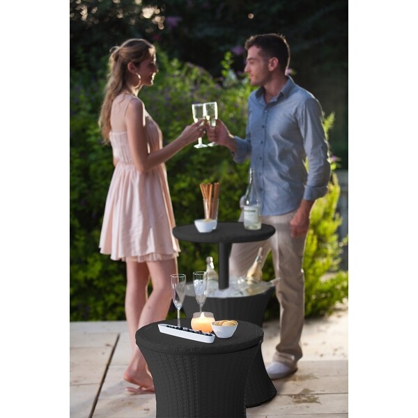 Keter Pacific Cool Bar Outdoor Side Table 7.5 Gallon Cooler Ice Chest Furniture For Patio Lawn and Garden，Dark Grey