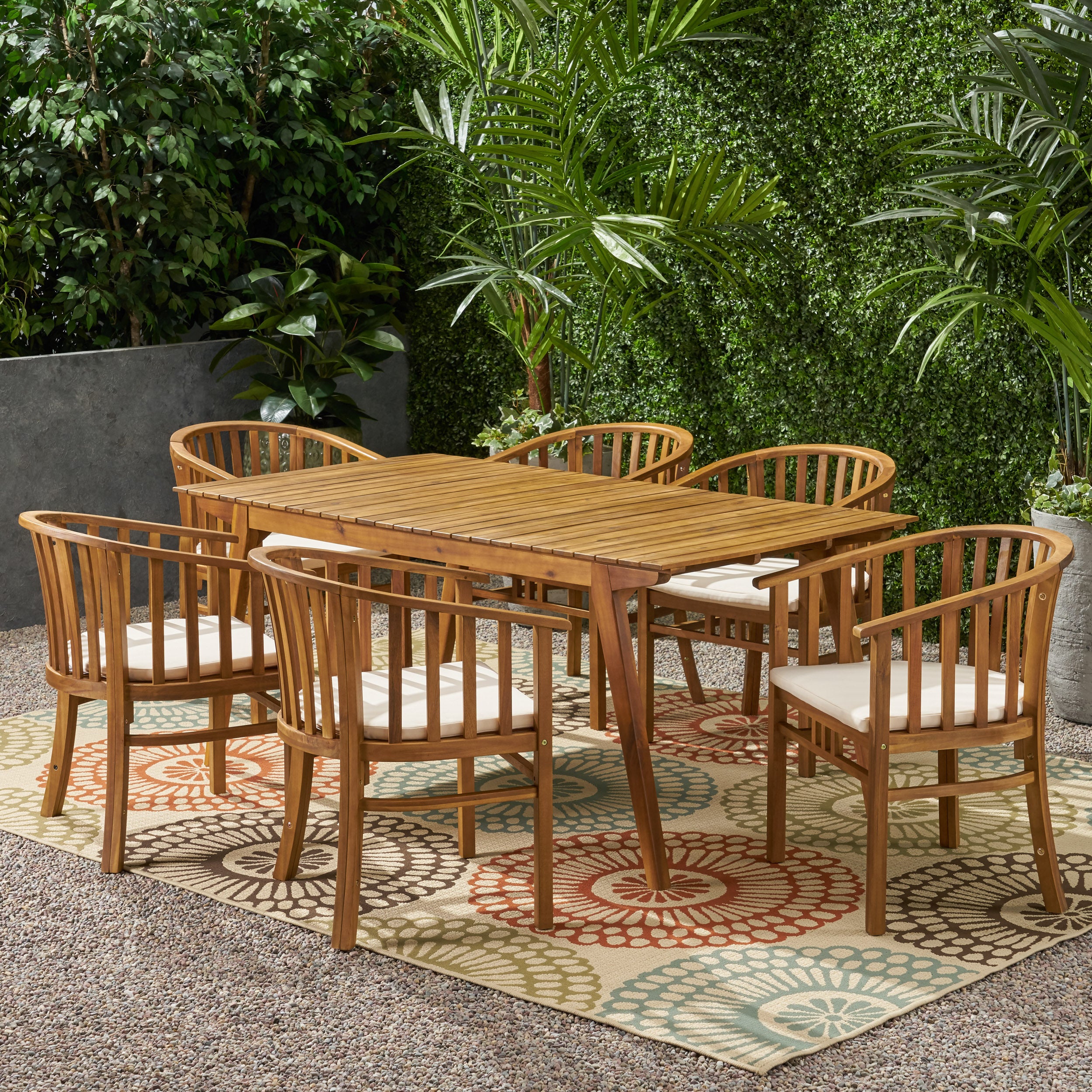 Rosin Outdoor 6 Seater Acacia Wood Dining Set