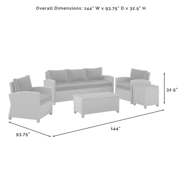 Crosley Bradenton 5Pc Outdoor Wicker Sofa Set