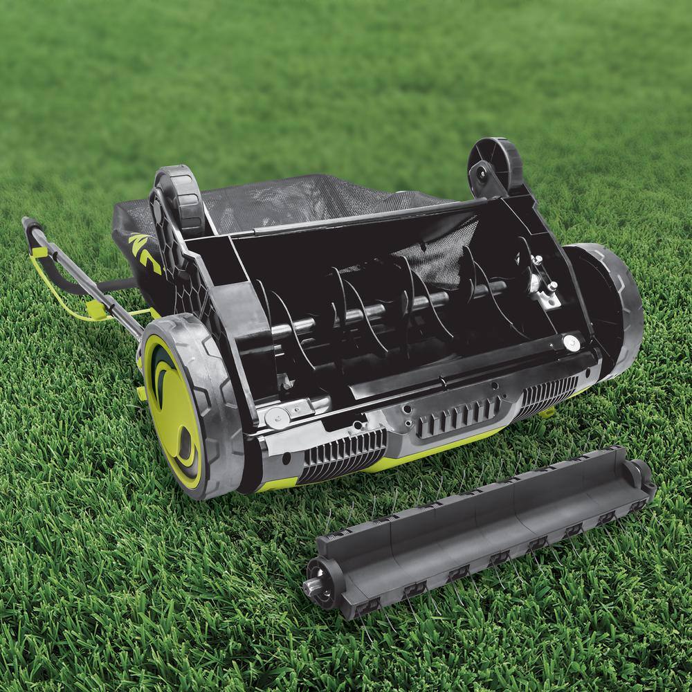 Sun Joe 15 in. 13 Amp Electric Lawn Dethatcher with Collection Bag AJ805E