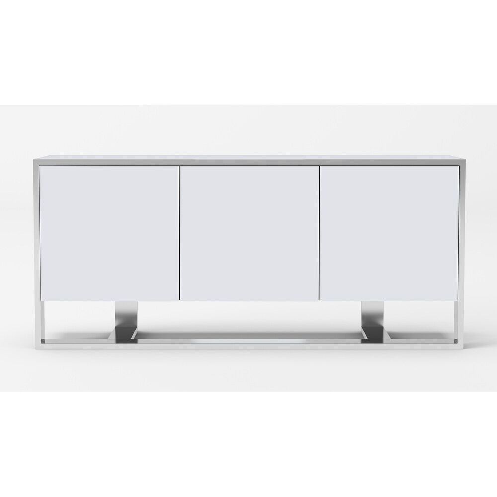 Modrest Fauna Modern White High Gloss   Stainless Steel Buffet