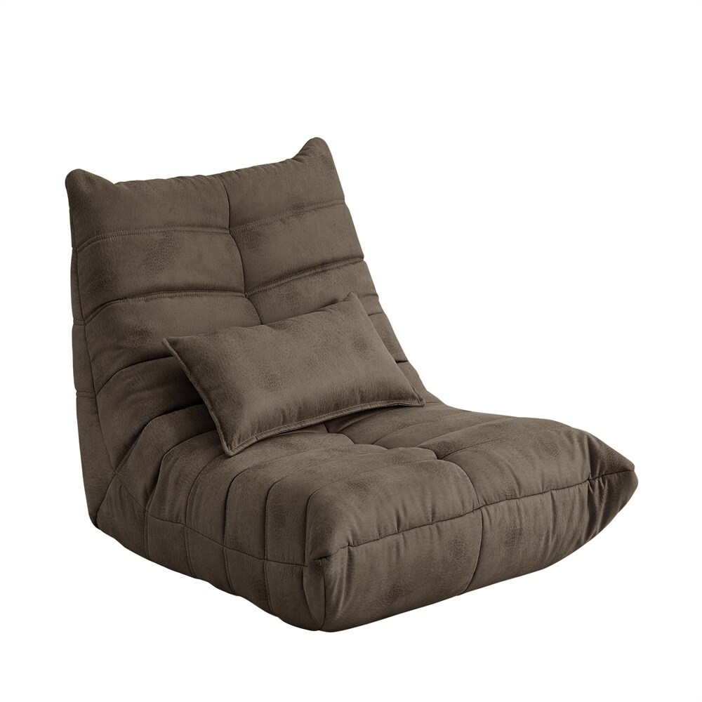 Soft Suede Lounge Chair Lazy Floor Sofa Accent Bean Bag Couch for Living Room Chair