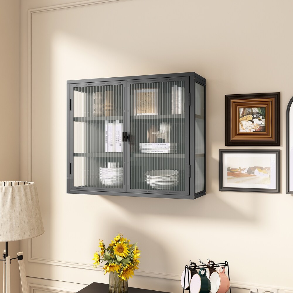 Modern Two door Wall Cabinet with Featuring Three tier Storage