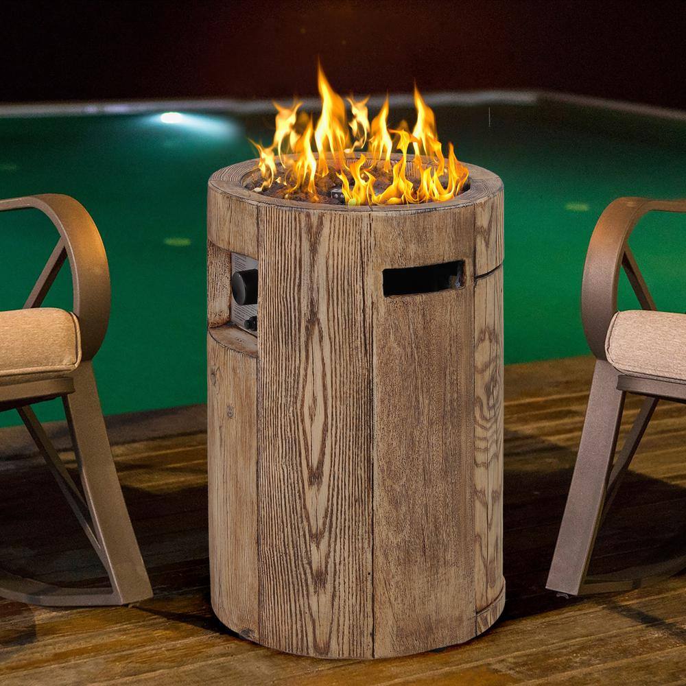 PHI VILLA 16 in. W x 25 in. Round Propane Fire Pit with Lava Rocks THD-E02GS017