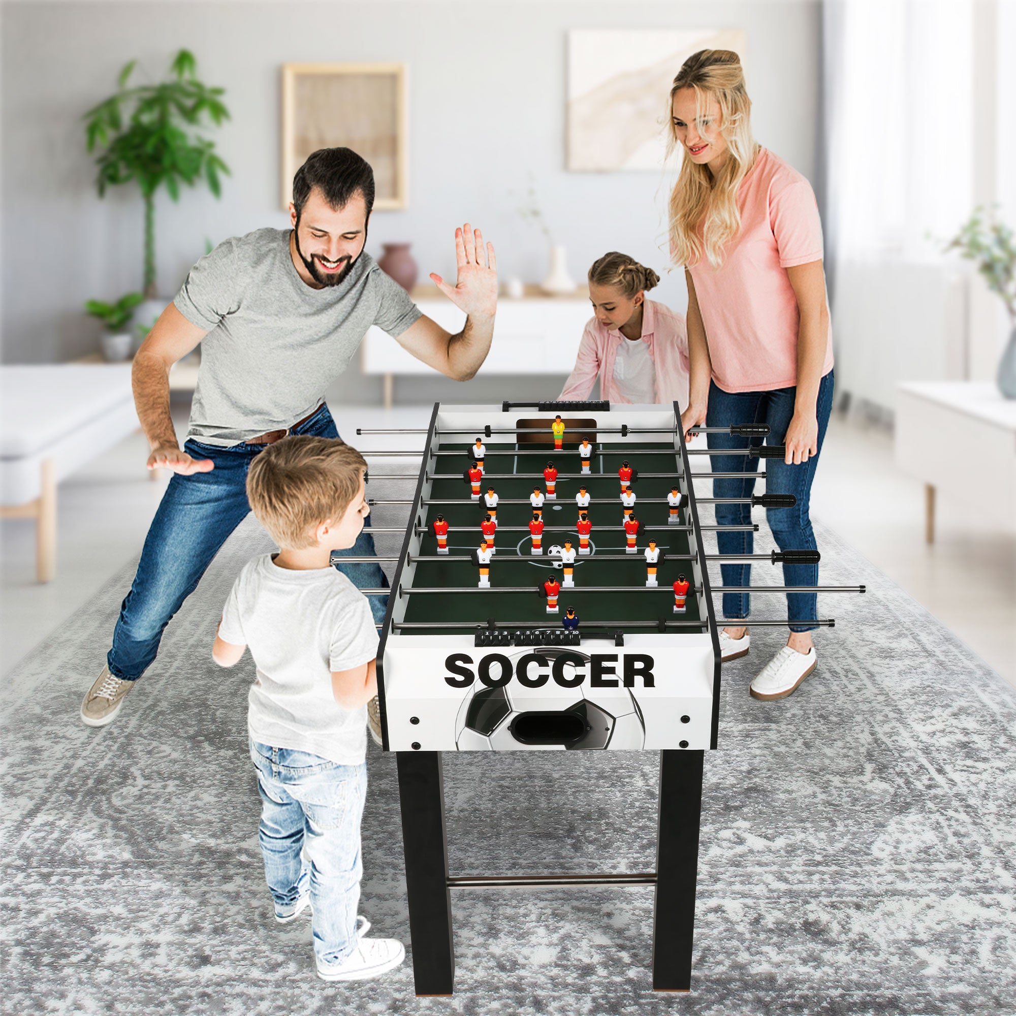 KARMAS PRODUCT 48 inch Foosball Table Game,Competition Sized Wooden Soccer Games Table for Adults,Kids, Families- Game Rooms Arcades Pub Bars Parties,Black