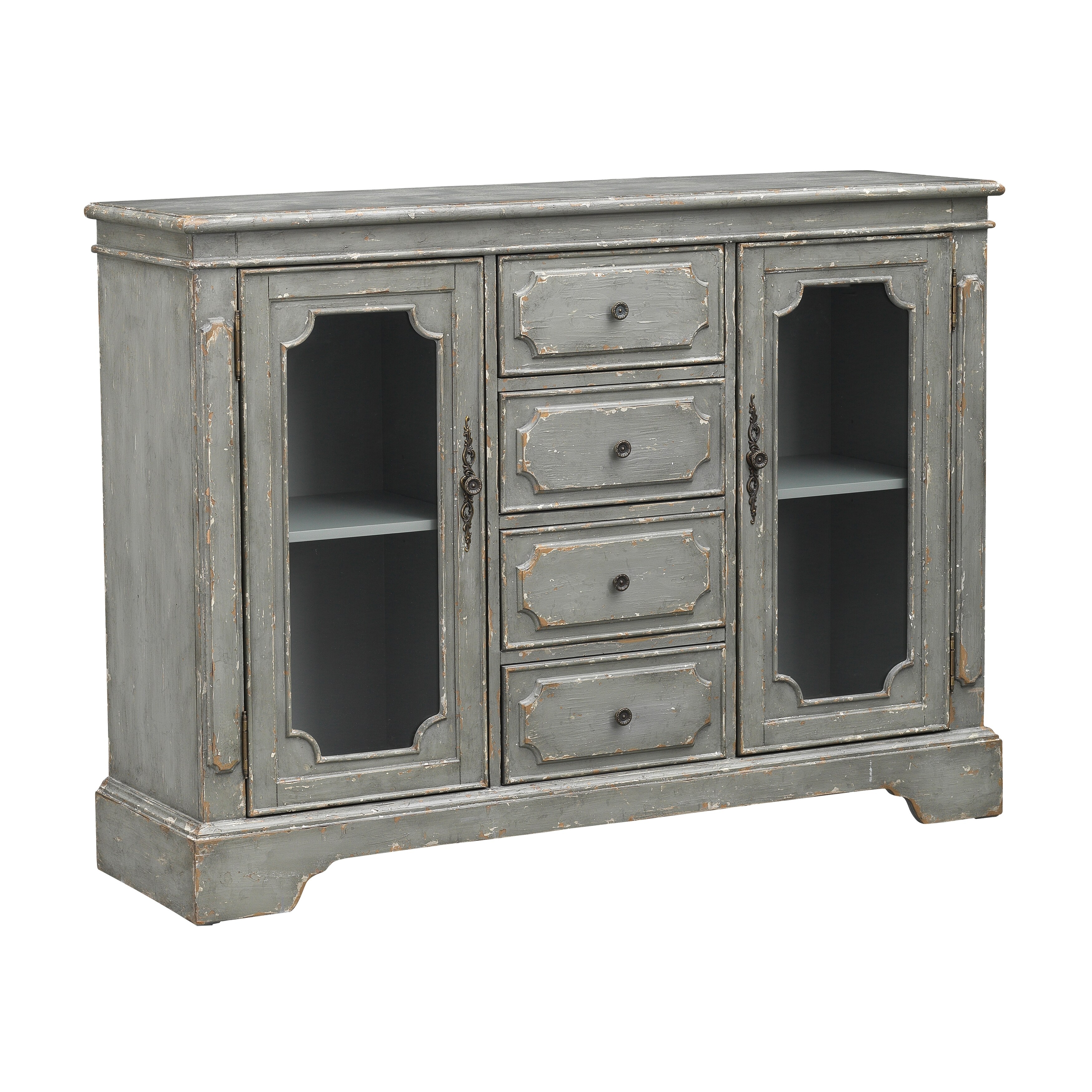 Somette Weston Aged Blue Grey Two Door Four Drawer Credenza