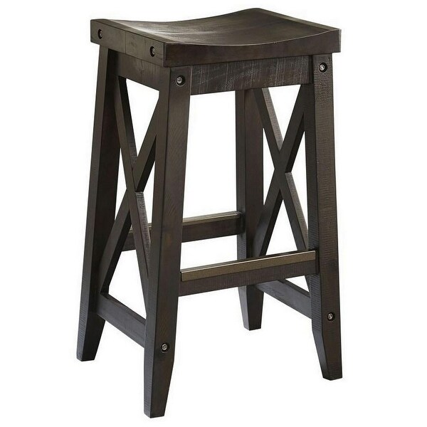 31 Inches Saddle Seat Wooden Barstool， Brown - 31 H x 19 W x 15 L