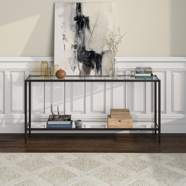 Hera 64'' Wide Rectangular Console Table with Glass Shelf