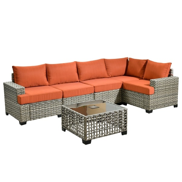 HOOOWOOO 6piece Patio Furniture Conversation Set with Coffee Table