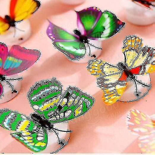 5pcs Random Colors Changing Led Flashing Butterfly Night Light Decorative Lights 3d Stickers