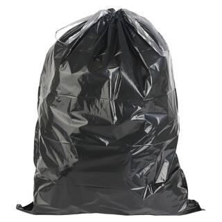 Plasticplace 24 in. W x 31 in. H 13 Gal. 1.2 mil Black Flat Seal Low Density Drawstring Bags (50-Pack) W13DSBKJR