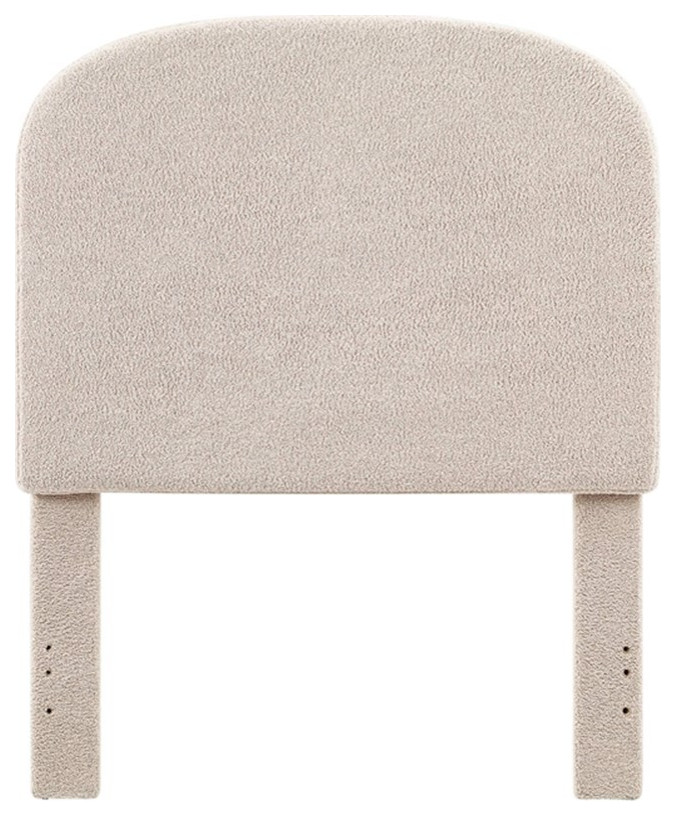 Linon Tristan Twin Sherpa Upholstered Rounded Headboard in Off White   Transitional   Headboards   by Homesquare  Houzz