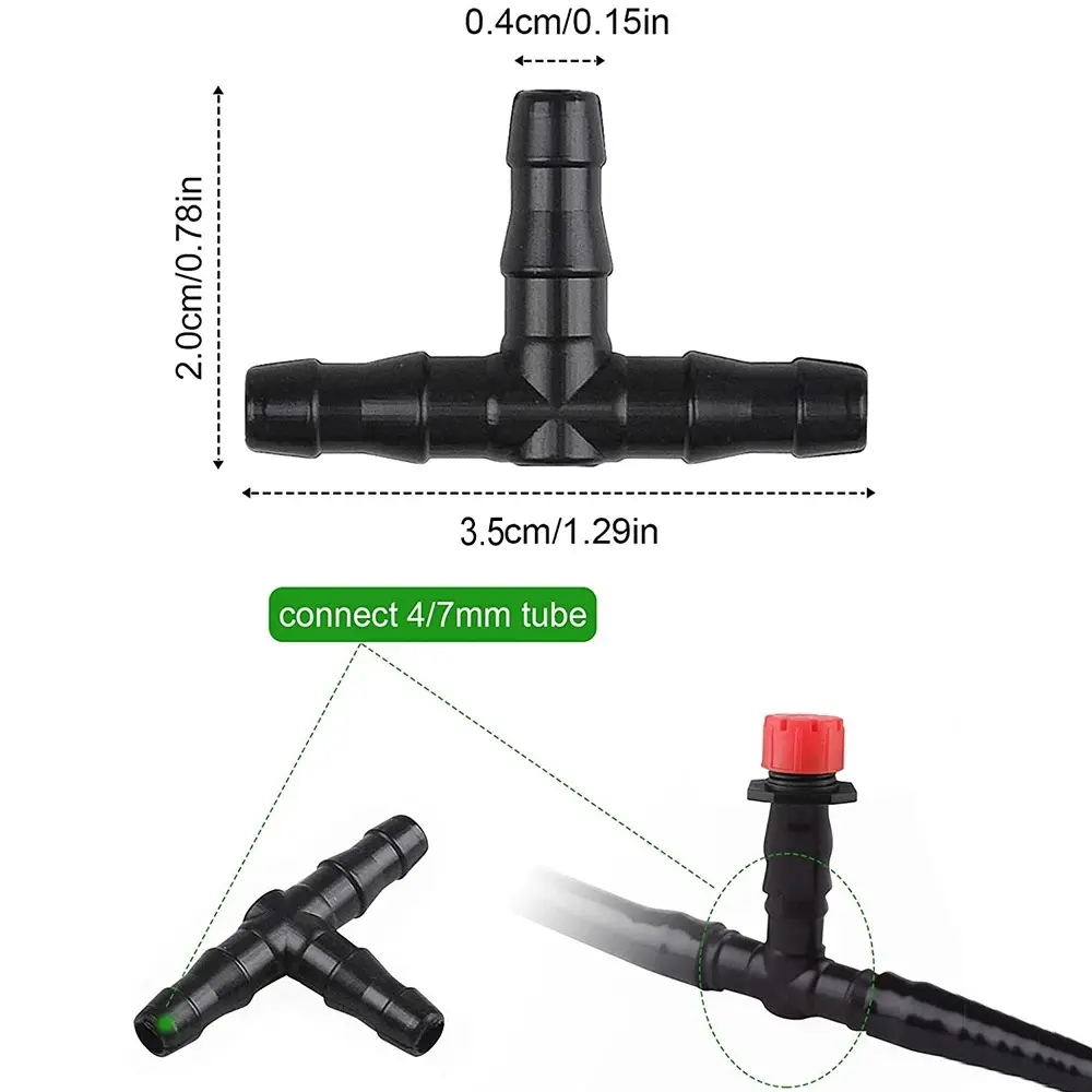 4/7 capillary connector three way four way drip irrigation system mini garden water pipe connector