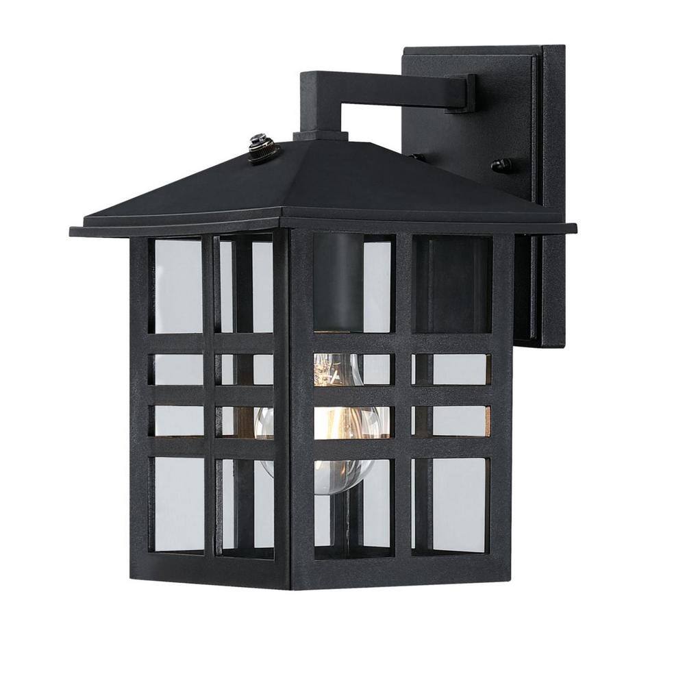 Westinghouse Caliste 1-Light Black Outdoor Wall Mount Lantern with Clear Glass Dusk to Dawn Sensor 6123100